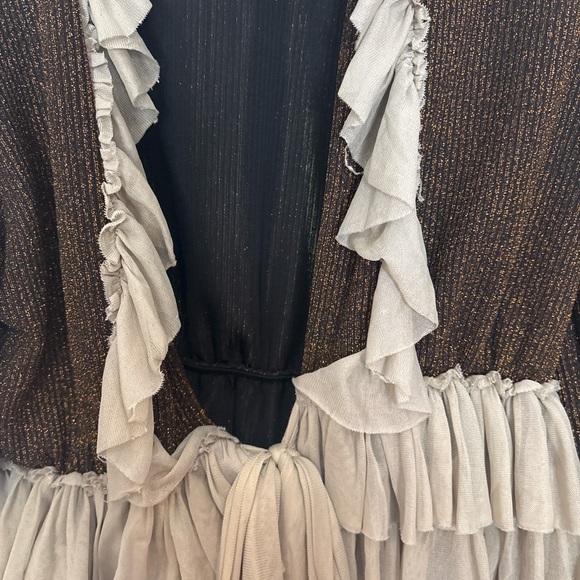 Brown and Cream Ruffled Cardigan - Picture 4 of 6